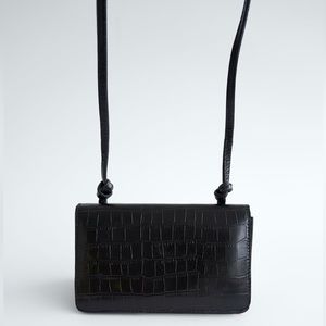 Zara black faux leather crossbody bag